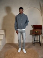 Cold Wash Windbreaker Blue Grey (2)