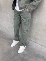 Denim Cargo Pants Green (2)