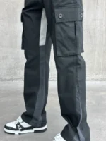 Flared Cargo Pants Black (2)