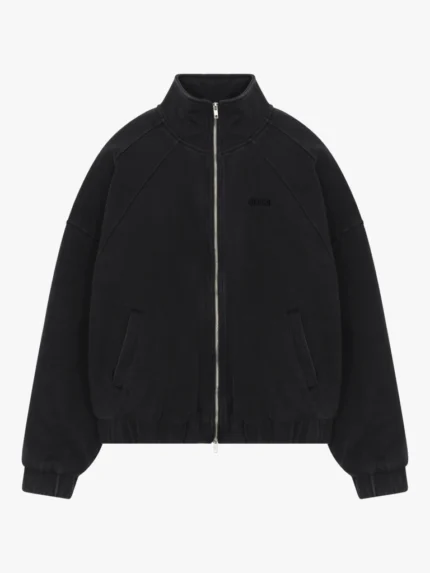 Washed Quilted Bomber Jacket Washed Black