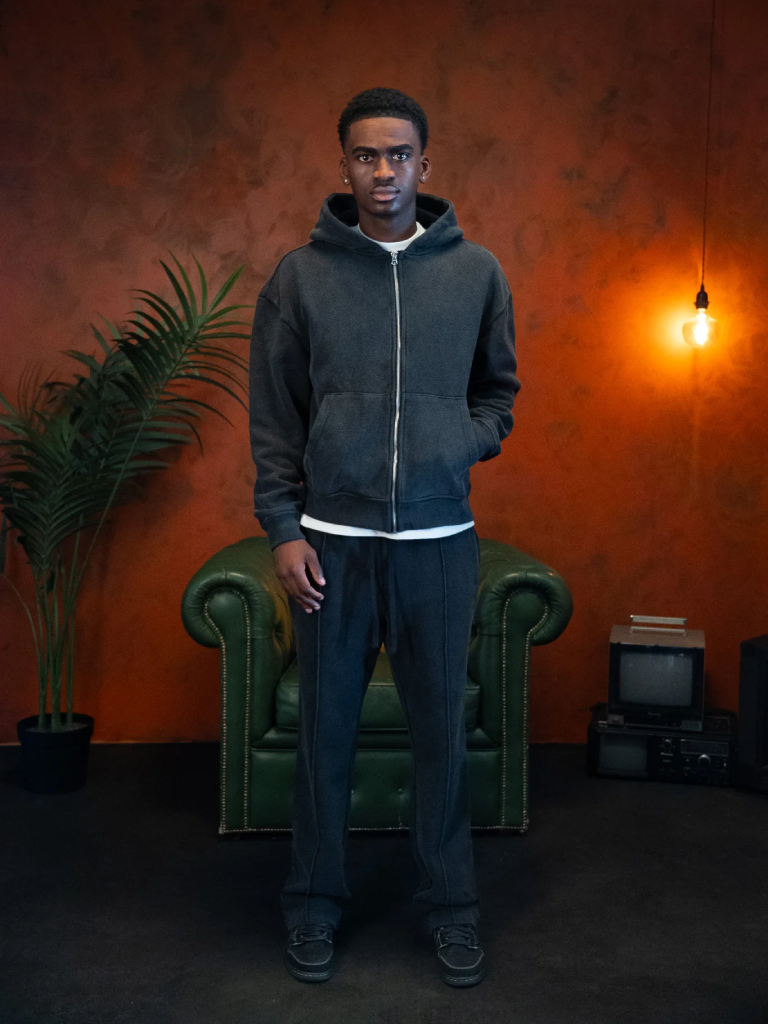 Washed Zip Through Washed Black Washed Zip Through Washed Black